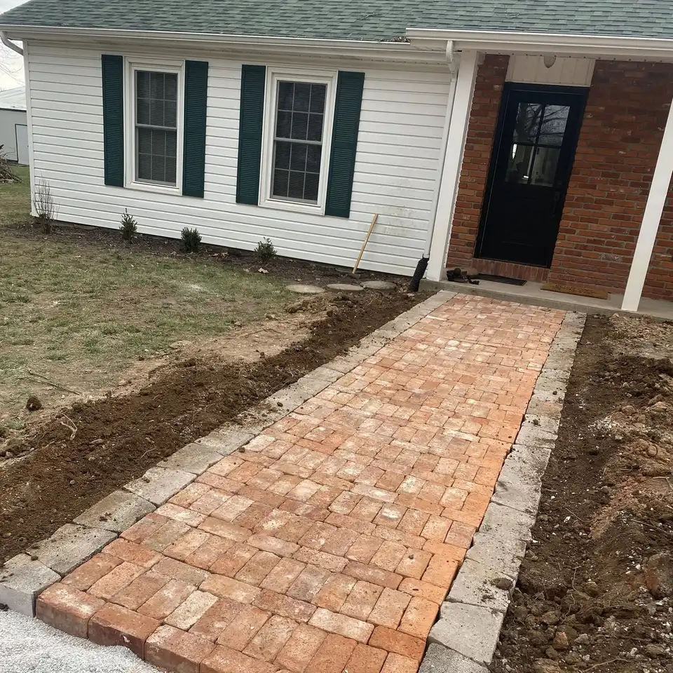 After: Brick paver walkway to a front door, Sparta, MO