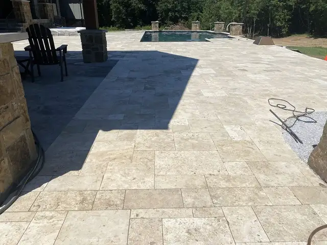 Travertine pool deck, one of our jobs