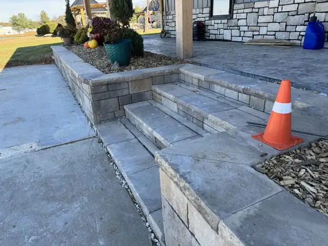 Stone steps and planter, one of our jobs